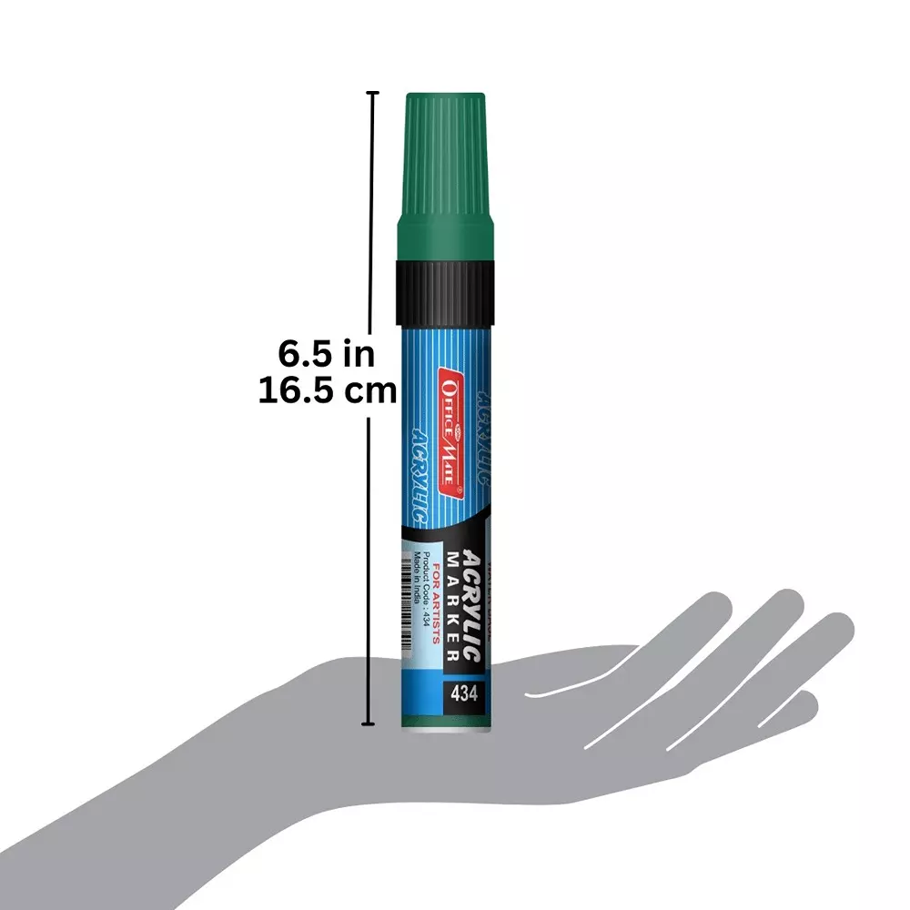 Soni Office Mate Jumbo Acrylic Paint Marker 15 mm Chisel Tip Water Based, Non Toxic for Murals, Canvas & DIY, Green