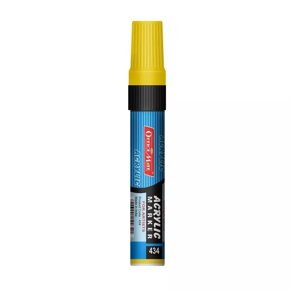 Soni Office Mate Jumbo Acrylic Paint Marker 15 mm Chisel Tip Water Based, Non Toxic for Murals, Canvas & DIY, Yellow