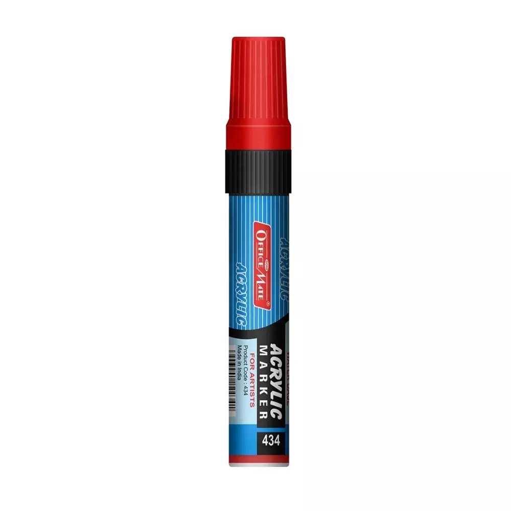 Soni Office Mate Jumbo Acrylic Paint Marker 15 mm Chisel Tip Water Based, Non Toxic for Murals, Canvas & DIY, Red