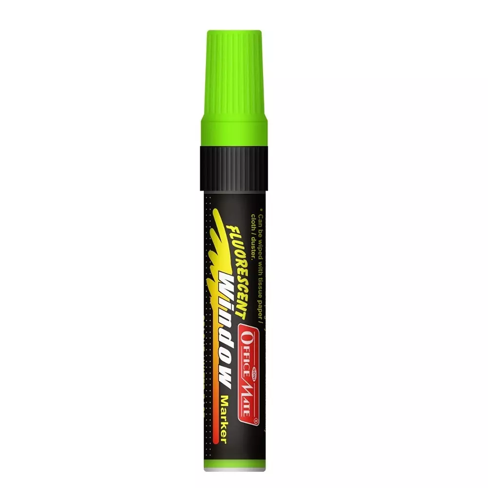 Soni Office Mate Jumbo Chalk Window Marker 15 mm Chisel Tip Smudge-Free, Easy Erase for Glass, Mirrors, Displays & More, Green