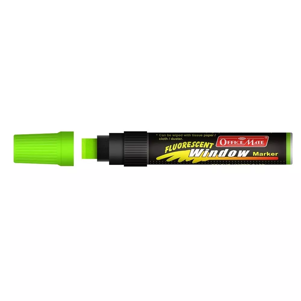 Soni Office Mate Jumbo Chalk Window Marker 15 mm Chisel Tip Smudge-Free, Easy Erase for Glass, Mirrors, Displays & More, Green
