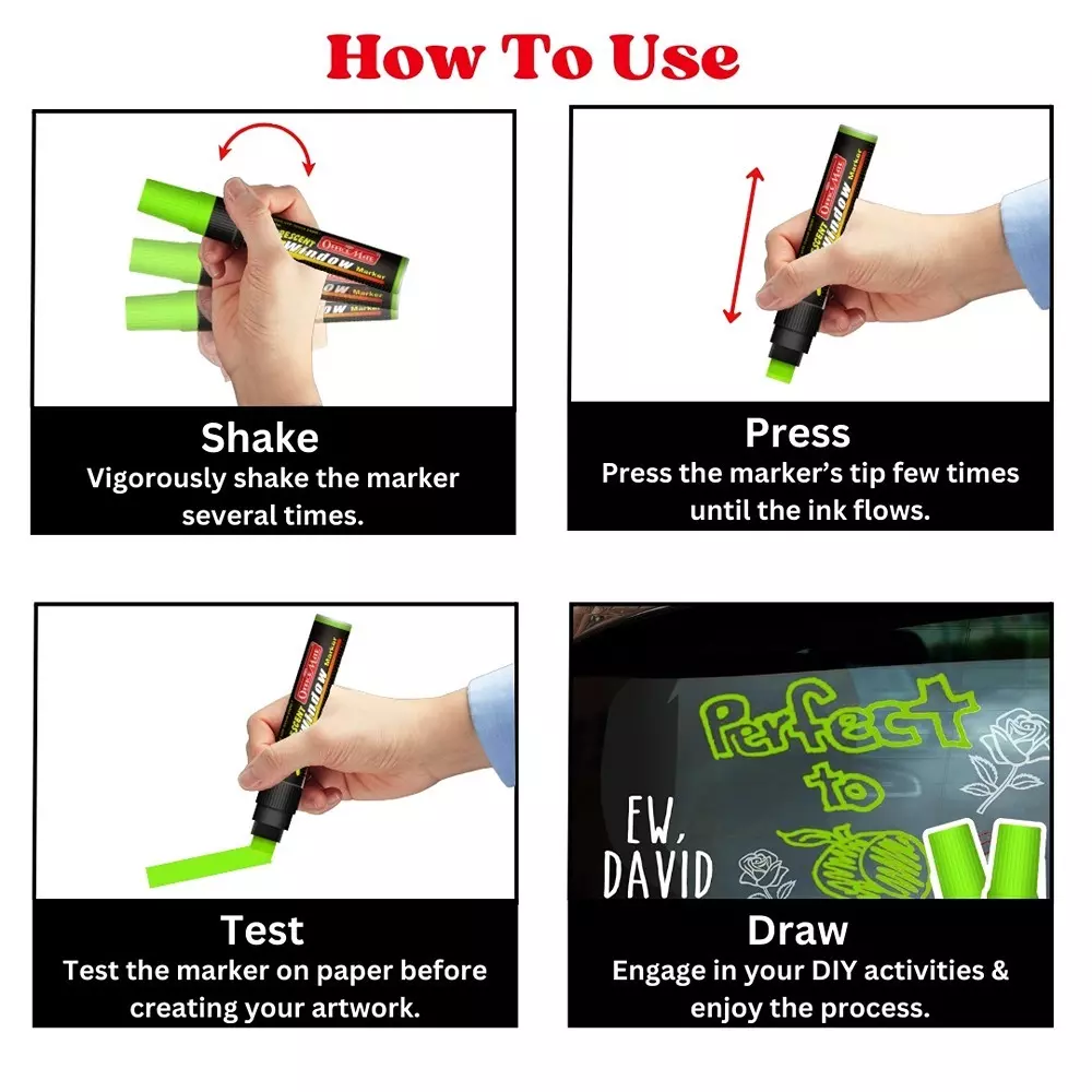 Soni Office Mate Jumbo Chalk Window Marker 15 mm Chisel Tip Smudge-Free, Easy Erase for Glass, Mirrors, Displays & More, Green
