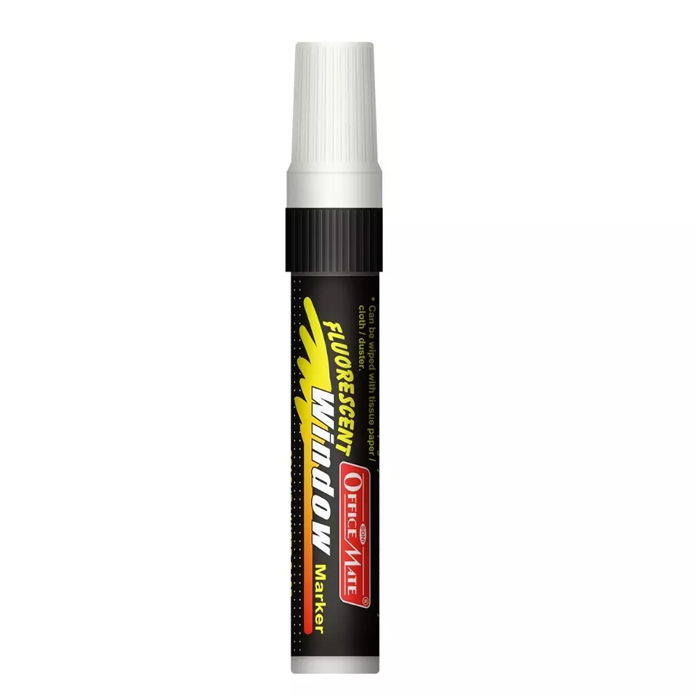 Soni Office Mate Jumbo Chalk Window Marker 15 mm Chisel Tip Smudge-Free, Easy Erase for Glass, Mirrors, Displays & More, White