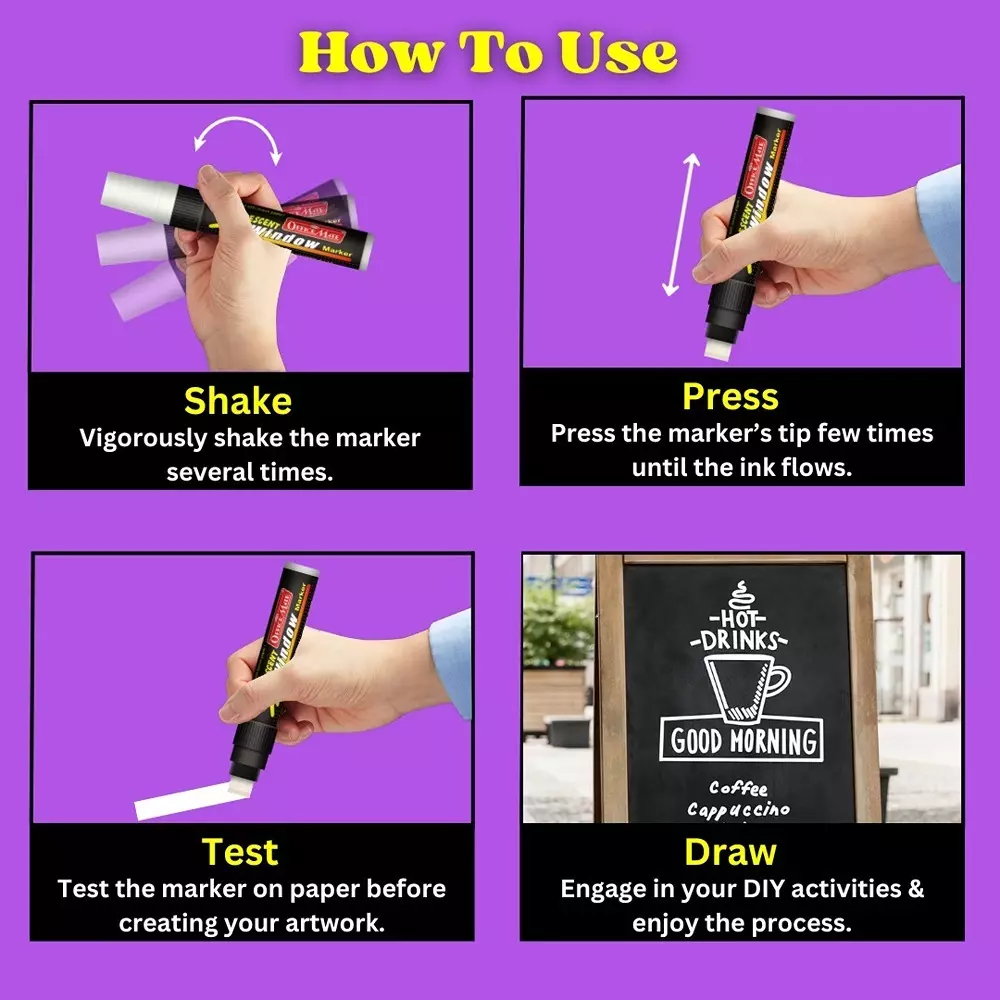 Soni Office Mate Jumbo Chalk Window Marker 15 mm Chisel Tip Smudge-Free, Easy Erase for Glass, Mirrors, Displays & More, White