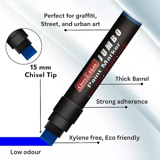 Soni Office Mate Jumbo Paint Marker 15 mm Chisel Tip Oil-Based, Non-Toxic for Murals, Signage & Large Art, Blue