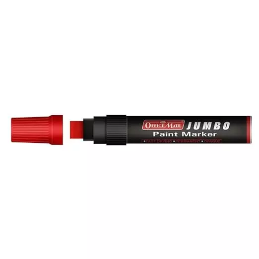 Soni Office Mate Jumbo Paint Marker 15 mm Chisel Tip Oil-Based, Non-Toxic for Murals, Signage & Large Art, Red