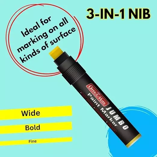 Soni Office Mate Jumbo Paint Marker 15 mm Chisel Tip Oil-Based, Non-Toxic for Murals, Signage & Large Art, Yellow
