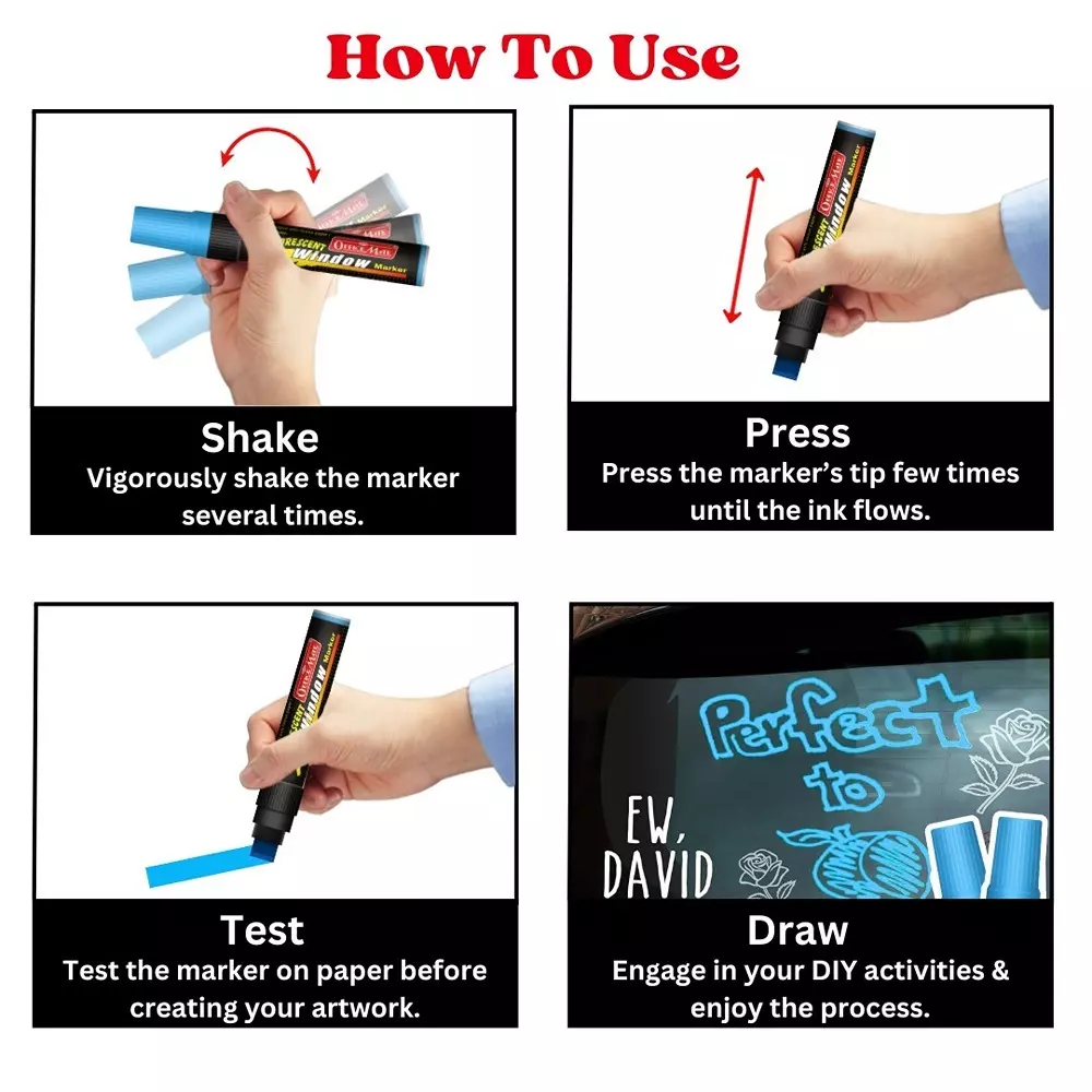 Soni Office Mate Jumbo Chalk Window Marker 15 mm Chisel Tip Smudge-Free, Easy Erase for Glass, Mirrors, Displays & More, Blue