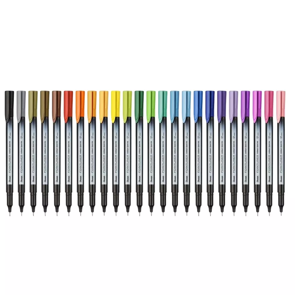 Pentel Pointliner Marker Set 0.4 mm Line Width Fine Tip 24 Color, S40 (Set of 24 Pcs)