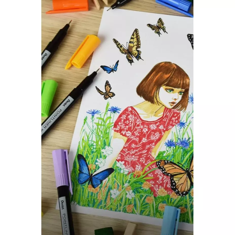 pentel-pointliner-marker-set-04-mm-line-width-fine-tip-24-color-s40-set-of-24-pcs