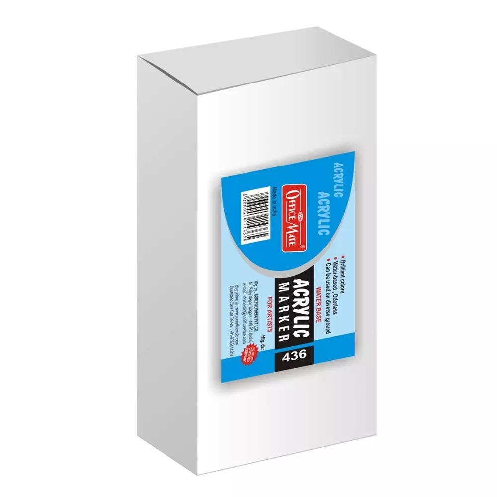 Soni Office Mate 3.05 mm Fine Tip Acrylic Paint Marker Water Based Ink, Fade Resistant for Detailed DIY & Painting, Multicolor (Pack of 10)