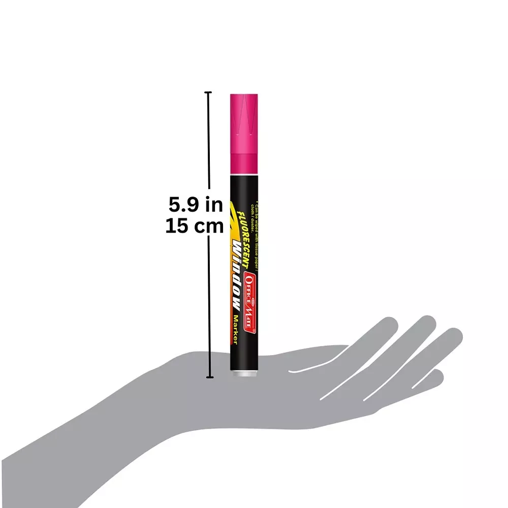 Soni Office Mate Fluorescent Chalk Window Marker 4.5 mm Bullet Tip Smudge-Free, Easy Erase for Cafe, Mirror, Display Multicolor (Pack of 10)
