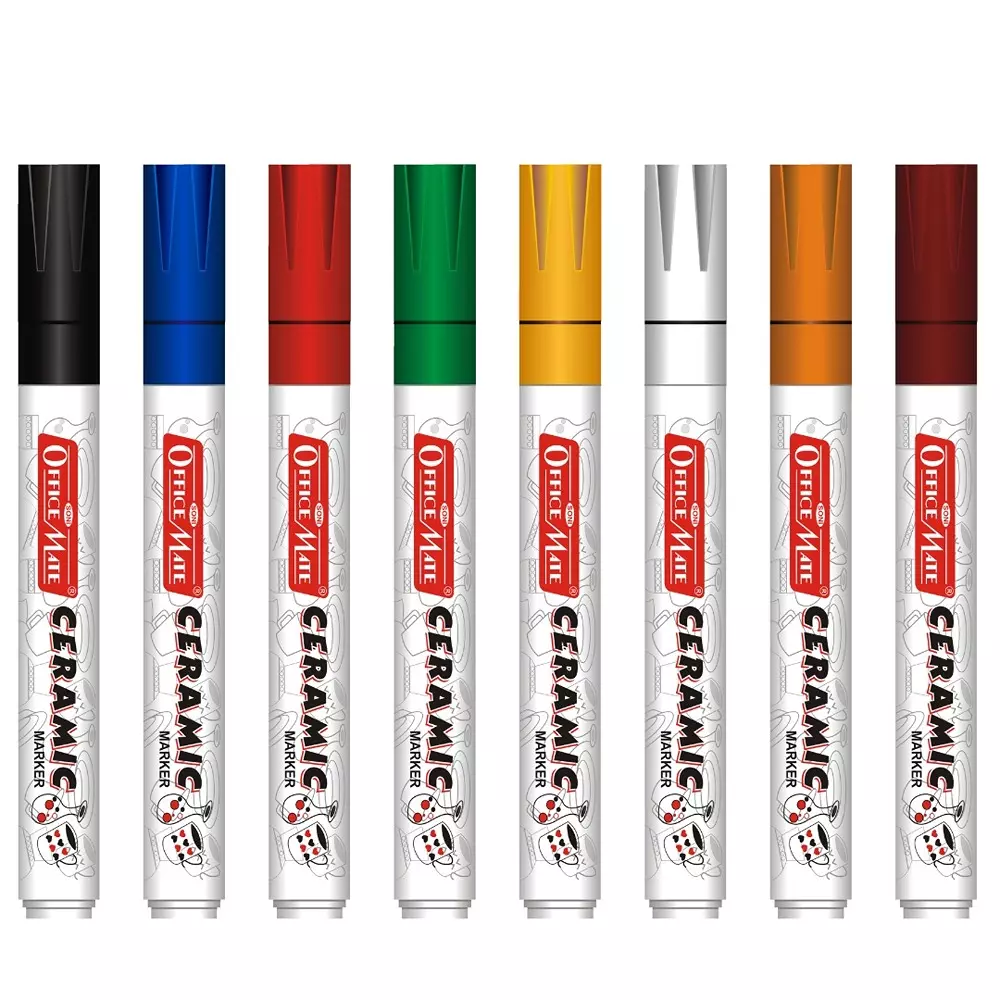 Soni Office Mate Ceramic Marker 4.5 mm Bullet Tip Long-Lasting, Smudge-Free, Fade Proof Ink for Ceramic, Rock, Glass Painting, Multicolor (Pack of 8)