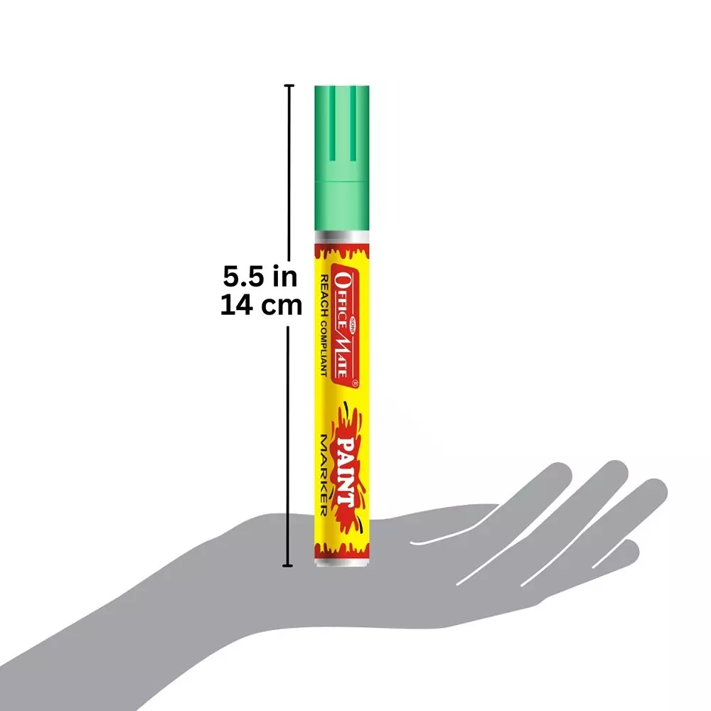 Soni Office Mate Fluorescent Paint Marker Multi-Surface, Oil-Based Ink 4.5 mm Bullet Tip Ideal For Art, DIY, Signage, Multicolor (Pack of 4)