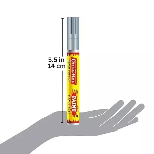 Soni Office Mate Regular Paint Marker Oil-Based, Multisurface Ink 4.5 mm Bullet Tip Ideal For Art & Craft Metallic Gold and Silver (Pack of 2)