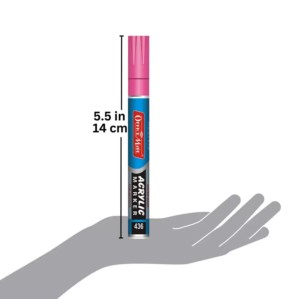 Soni Office Mate Fluorescent Acrylic Paint Marker 4.5 mm Bullet Tip Water Based Ink, Fade Resistant for Canvas, Paper Glass & More, Multicolor (Pack of 10)