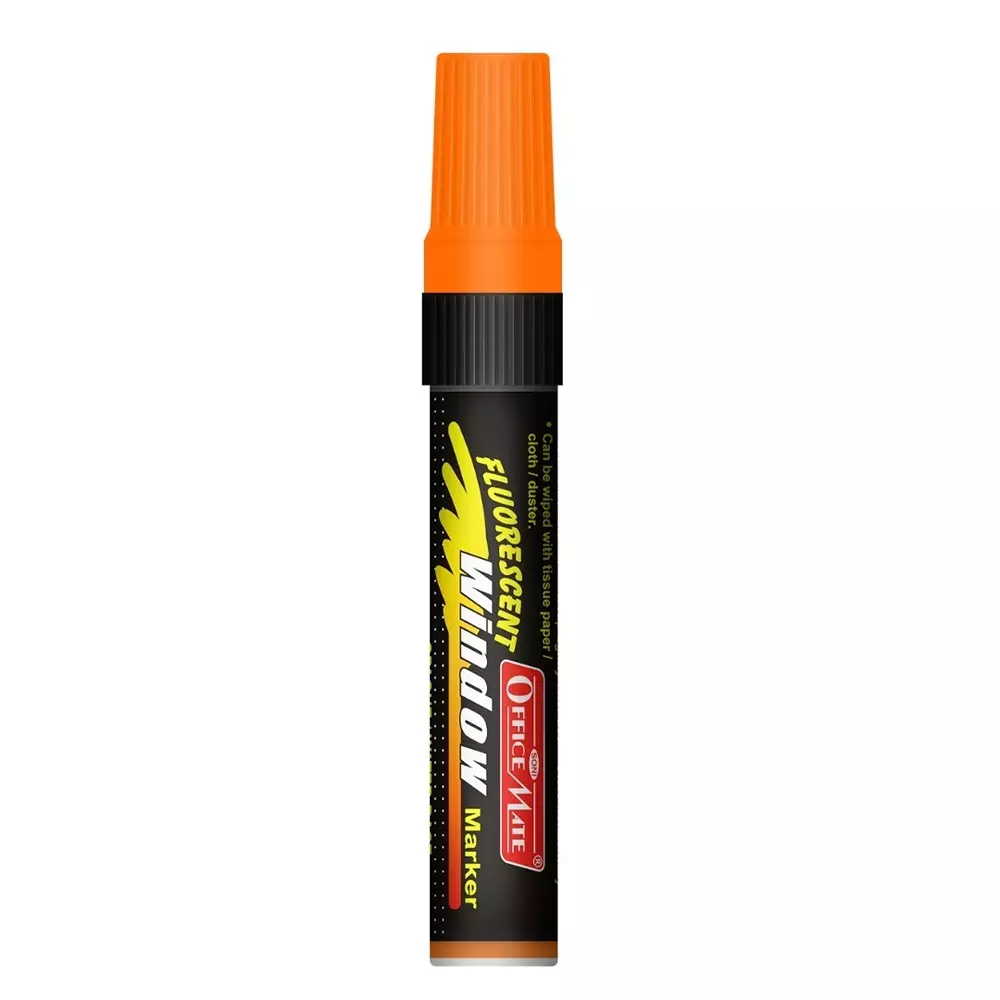 Soni Office Mate Jumbo Chalk Window Marker 15 mm Chisel Tip Smudge-Free, Easy Erase for Glass, Mirrors, Displays & More, Orange