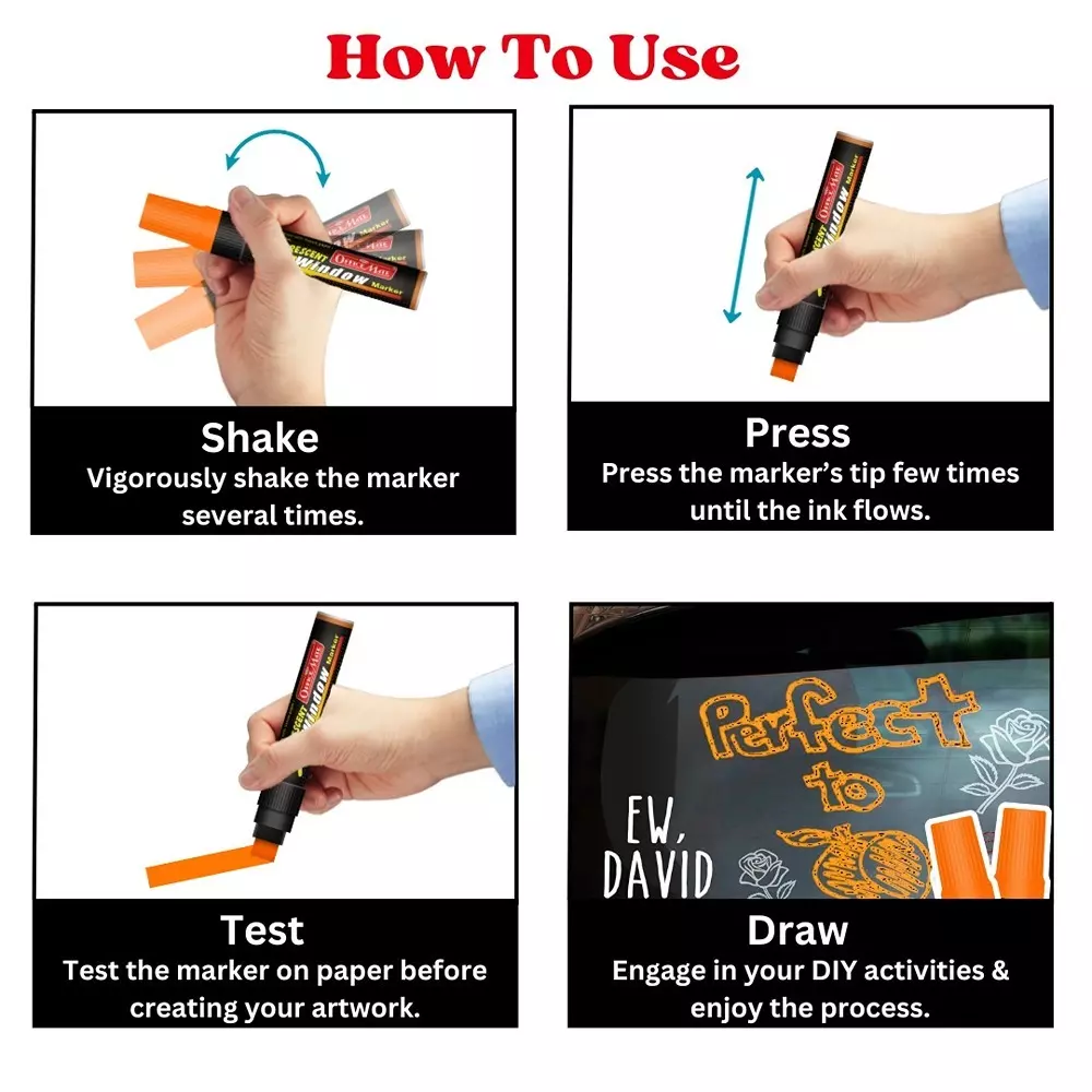 Soni Office Mate Jumbo Chalk Window Marker 15 mm Chisel Tip Smudge-Free, Easy Erase for Glass, Mirrors, Displays & More, Orange