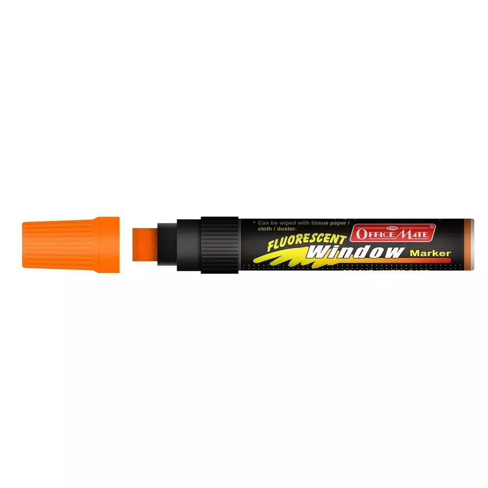 Soni Office Mate Jumbo Chalk Window Marker 15 mm Chisel Tip Smudge-Free, Easy Erase for Glass, Mirrors, Displays & More, Orange