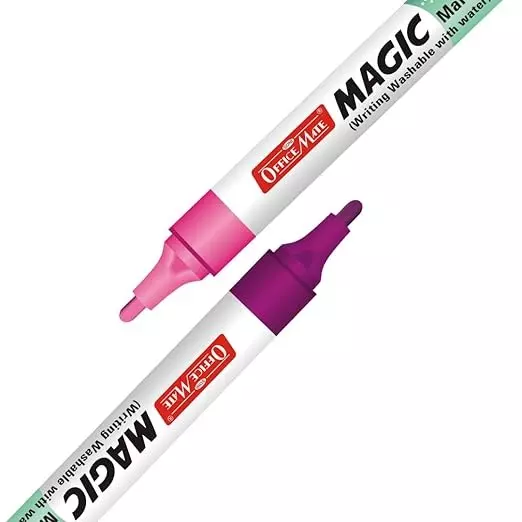 Soni Office Mate Magic Marker Pen Water-Washable, Bright Ink 4.43 mm Bullet Tip Ideal For Creative Use, Pink and Purple (Pack of 4)
