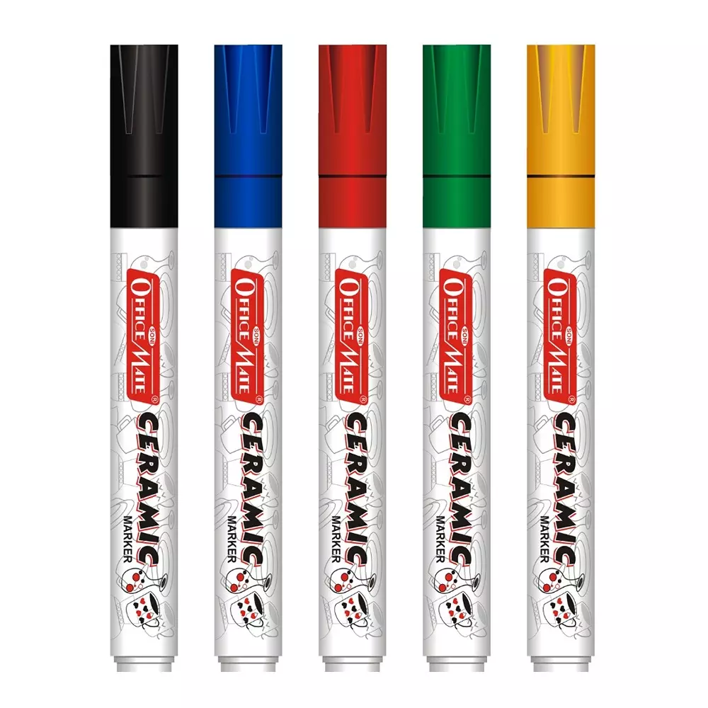 Soni Office Mate Ceramic Marker 4.5 mm Bullet Tip Long-Lasting, Smudge-Free, Fade Proof Ink for Ceramic, Rock, Glass Painting, Multicolor