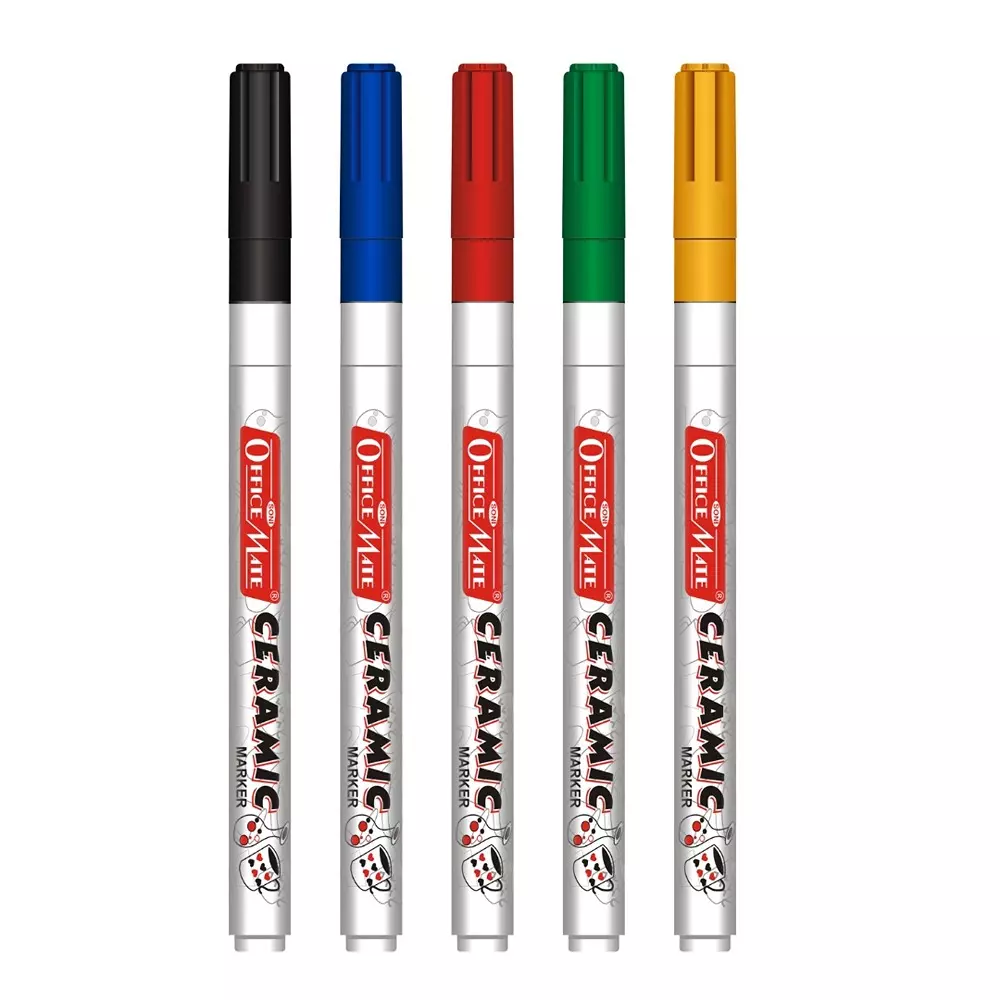 Soni Office Mate Fine Tip Ceramic Marker 3.05 mm Fine Bullet Tip Smudge-Free & Fade-Proof for Ceramic, Rock, Glass Painting, Multicolor