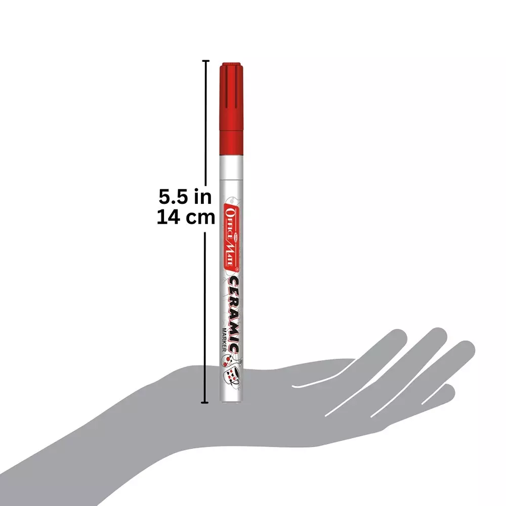 Soni Office Mate Fine Tip Ceramic Marker 3.05 mm Fine Bullet Tip Smudge-Free & Fade-Proof for Ceramic, Rock, Glass Painting, Multicolor (Pack of 5)