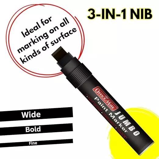 Soni Office Mate Jumbo Paint Marker 15 mm Chisel Tip Oil-Based, Non-Toxic for Murals, Signage & Large Art, Black