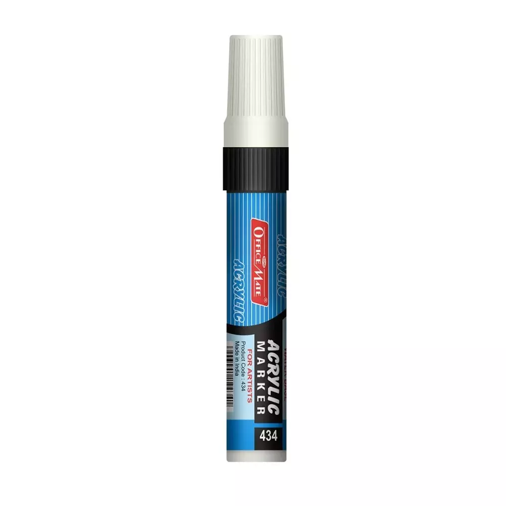 Soni Office Mate Jumbo Acrylic Paint Marker 15 mm Chisel Tip Water Based, Non Toxic for Murals, Canvas & DIY, White