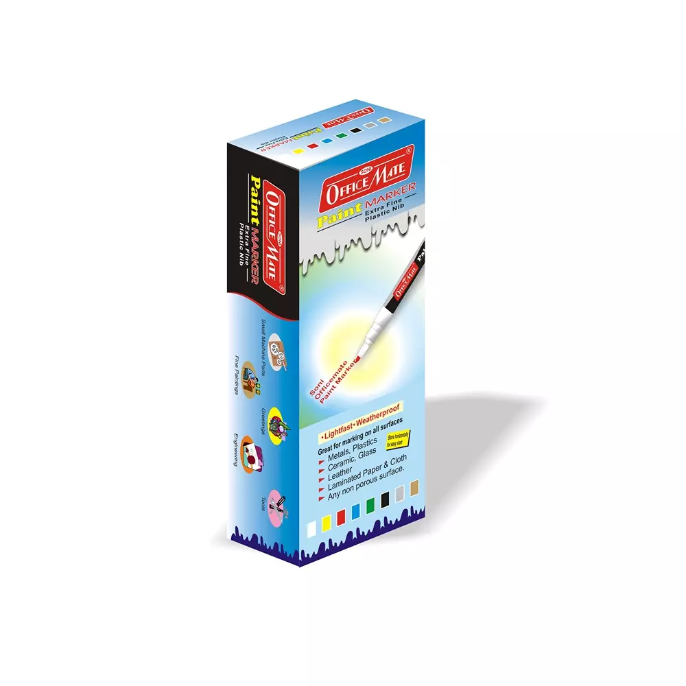 Soni Office Mate 3.05 mm Fine Tip Paint Marker Oil Based Vibrant Ink for School, Craft & Office Use, Multicolor (Pack of 10)