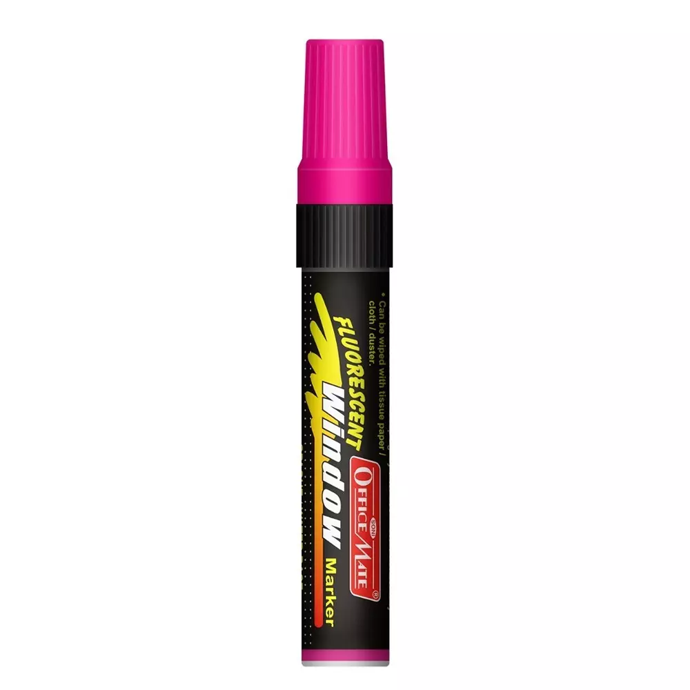 Soni Office Mate Jumbo Chalk Window Marker 15 mm Chisel Tip Smudge-Free, Easy Erase for Glass, Mirrors, Displays & More, Pink