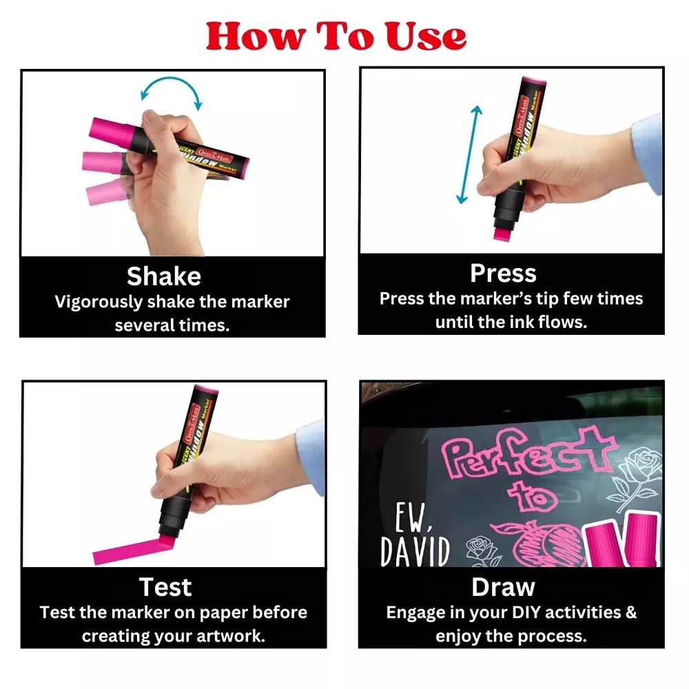 Soni Office Mate Jumbo Chalk Window Marker 15 mm Chisel Tip Smudge-Free, Easy Erase for Glass, Mirrors, Displays & More, Pink