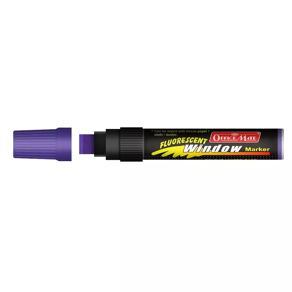 Soni Office Mate Jumbo Chalk Window Marker 15 mm Chisel Tip Smudge-Free, Easy Erase for Glass, Mirrors, Displays & More, Violet