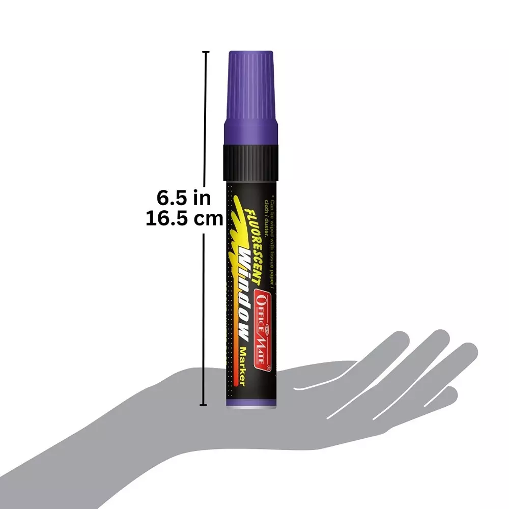 Soni Office Mate Jumbo Chalk Window Marker 15 mm Chisel Tip Smudge-Free, Easy Erase for Glass, Mirrors, Displays & More, Violet