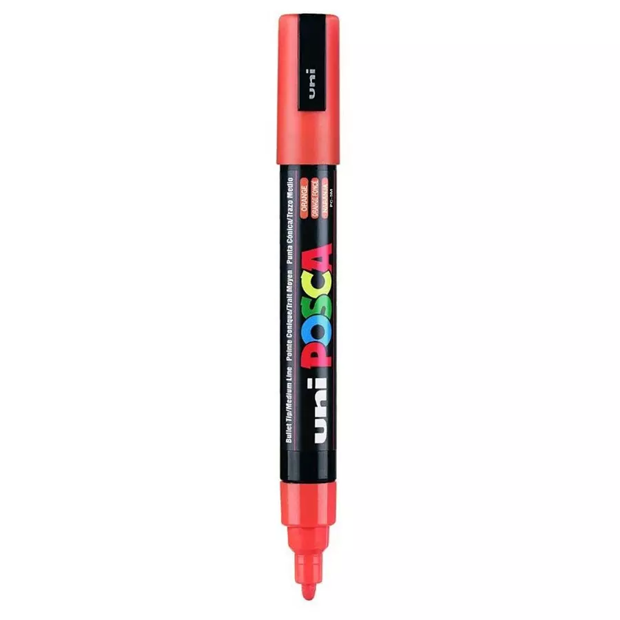 Uni Posca PC-5M 1.8-2.5 mm Medium Tip Orange Ink Water Based Paint Marker (Pack of 6 Pcs)