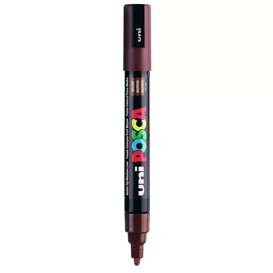 Uni Posca PC-5M 1.8-2.5 mm Medium Tip Brown Ink Water Based Paint Marker (Pack of 6 Pcs)
