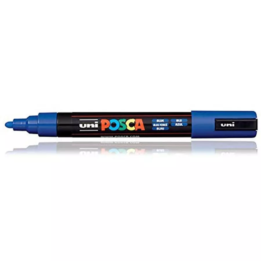 Uni Posca PC-5M 1.8-2.5 mm Medium Tip Blue Ink Water Based Paint Marker (Pack of 6 Pcs)