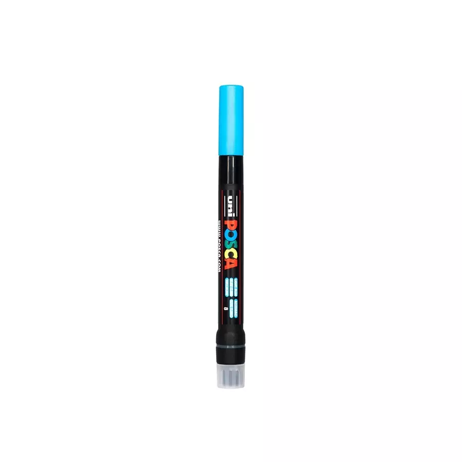 Uni Posca PCF-350 8 mm Ultra-Fine Tip Light Blue Ink Water Based Posca Marking Brush (Pack of 5 Pcs)
