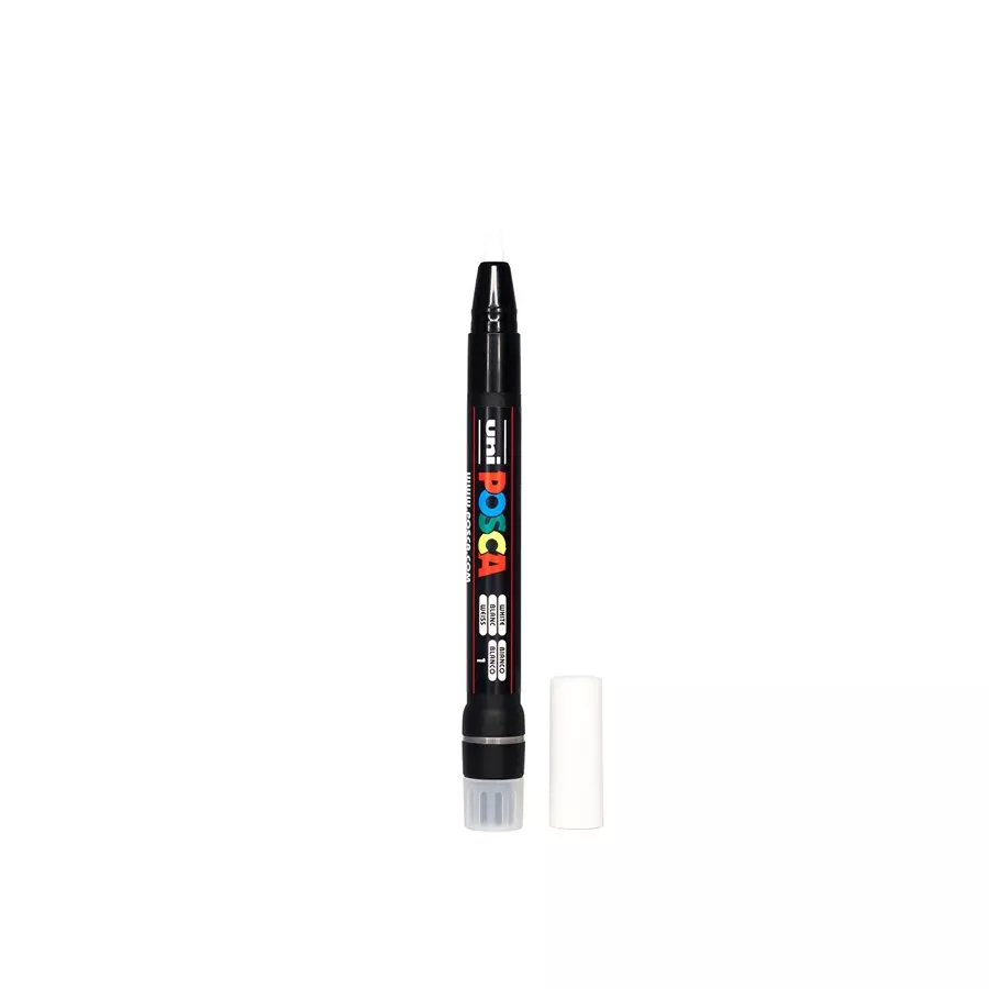 Uni Posca PCF-350 1 mm Ultra-Fine Tip White Ink Water Based Posca Marking Brush (Pack of 5 Pcs)