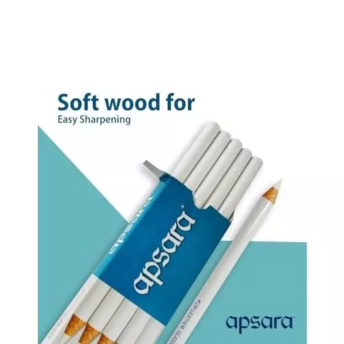 Apsara Glass Marking Pencil White (10 pcs x Pack of 5)