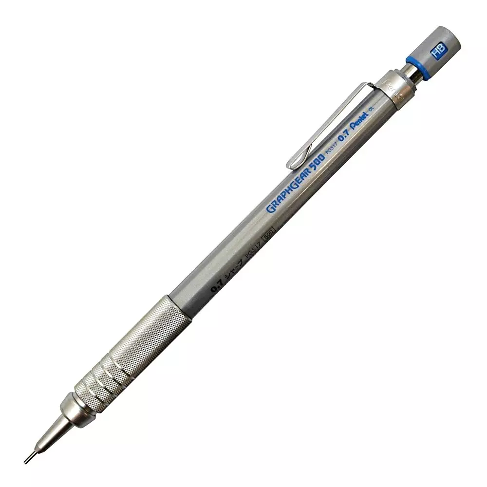 Pentel Mechanical Drafting Pencil Black Ink Color 0.7 mm Tip Size Metal for Home, School & Office Use, PG517