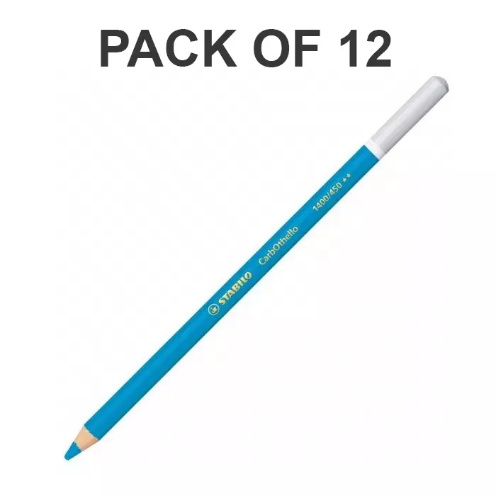 Stabilo CarbOthello Chalk-Pastel Pencil 4.4 mm Lead Diameter Cyan Blue, 1400/450 (Pack of 12)