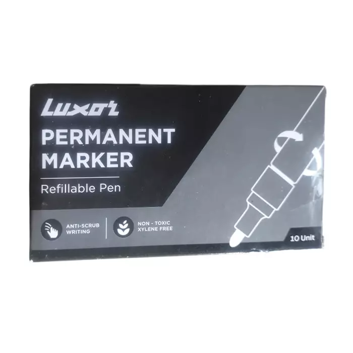Luxor 1222 Refillable Permanent Bold Marker - Black  (Pack of 10)