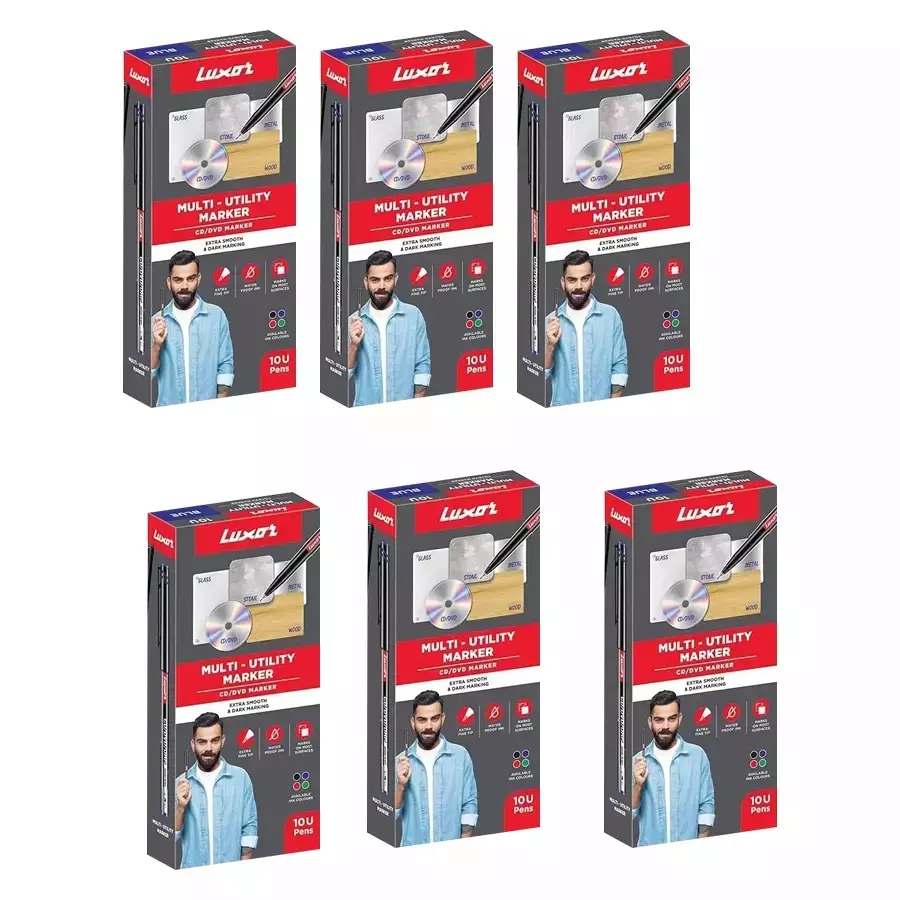 Luxor 1236 CD/DVD/OHP Fine Tip Black Permanent Marker (Pack of 60)