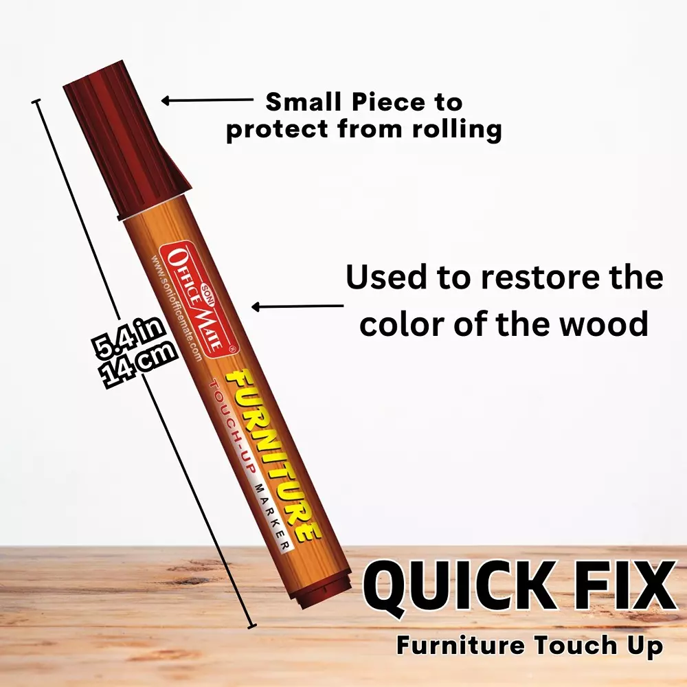 Soni Office Mate Furniture Marker 5.6 mm Chisel Tip Quick Dry, Waterproof Ink, Black, Oak, Maple, Cherry, Walnut, Mahogany (Pack of 5)