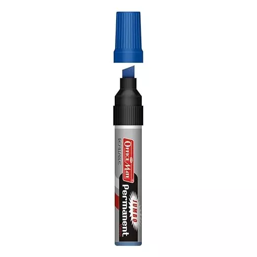 Soni Office Mate Jumbo Permanent Marker 10 mm Chisel Tip Non-Bleeding, Low Odor for Office, School, Home, Blue (Pack of 2)