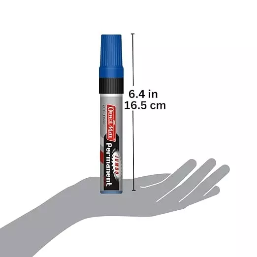 Soni Office Mate Jumbo Permanent Marker 10 mm Chisel Tip Non-Bleeding, Low Odor for Office, School, Home, Blue (Pack of 2)