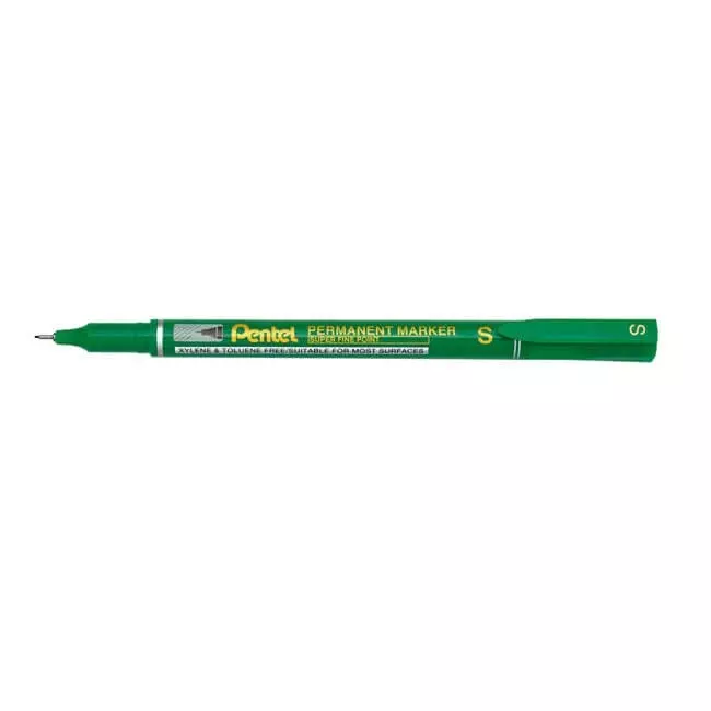 Pentel Permanent Marker Super Fine Point 0.64 mm Bullet Tip Green Ink, NFS410