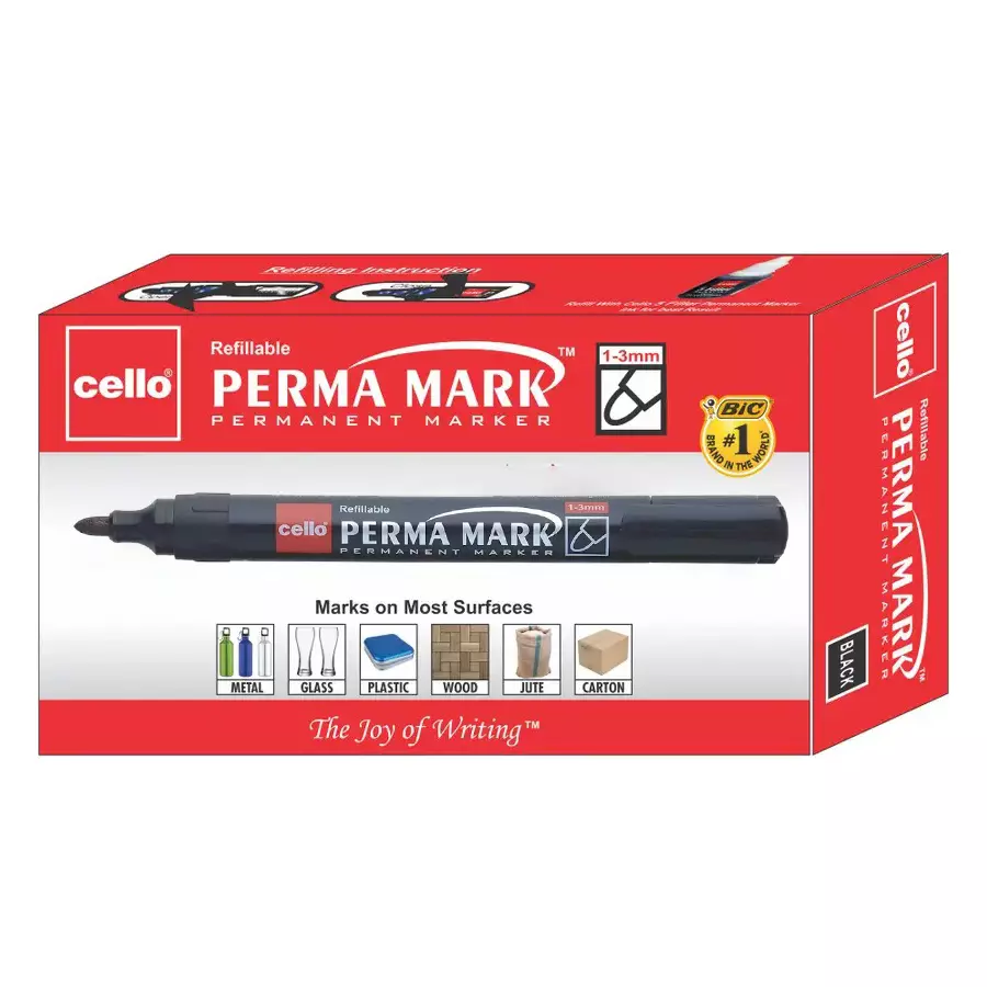 Cello Permaline Permanent Marker - Black (Pack of 10)