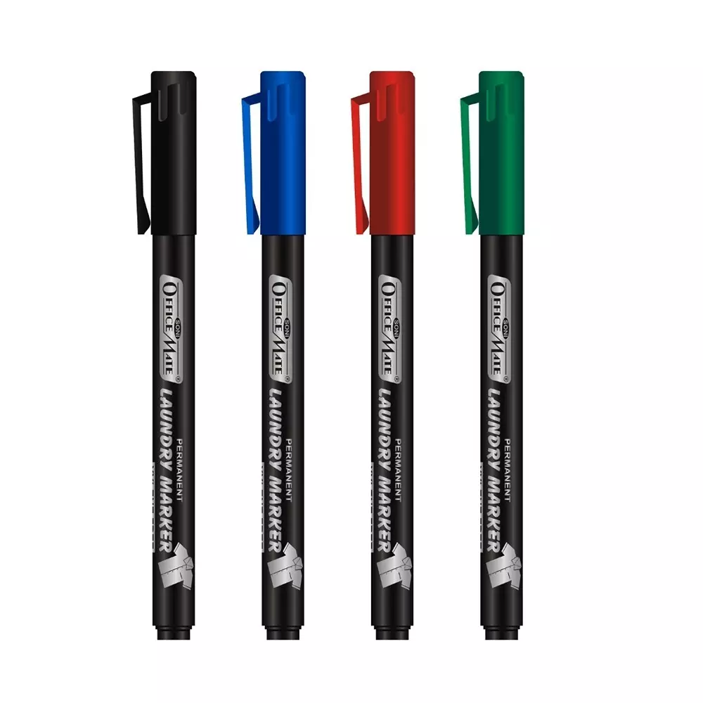 Soni Office Mate 1.09 mm Fine Tip Laundry Marker Permanent, Fade-Resistant & Quick-Drying for Clothes, Bags and Labels, Multicolor (Pack of 4)
